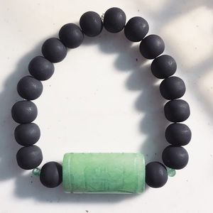 Black Charcoal Aventurine Mens Bracelet